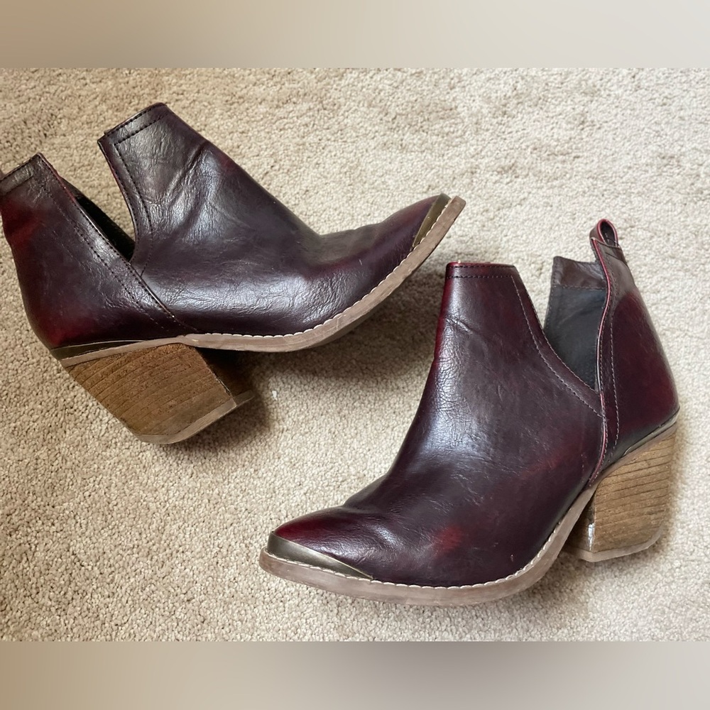 Not Rated Burgandy Brown Ankle Boots with Western Flair